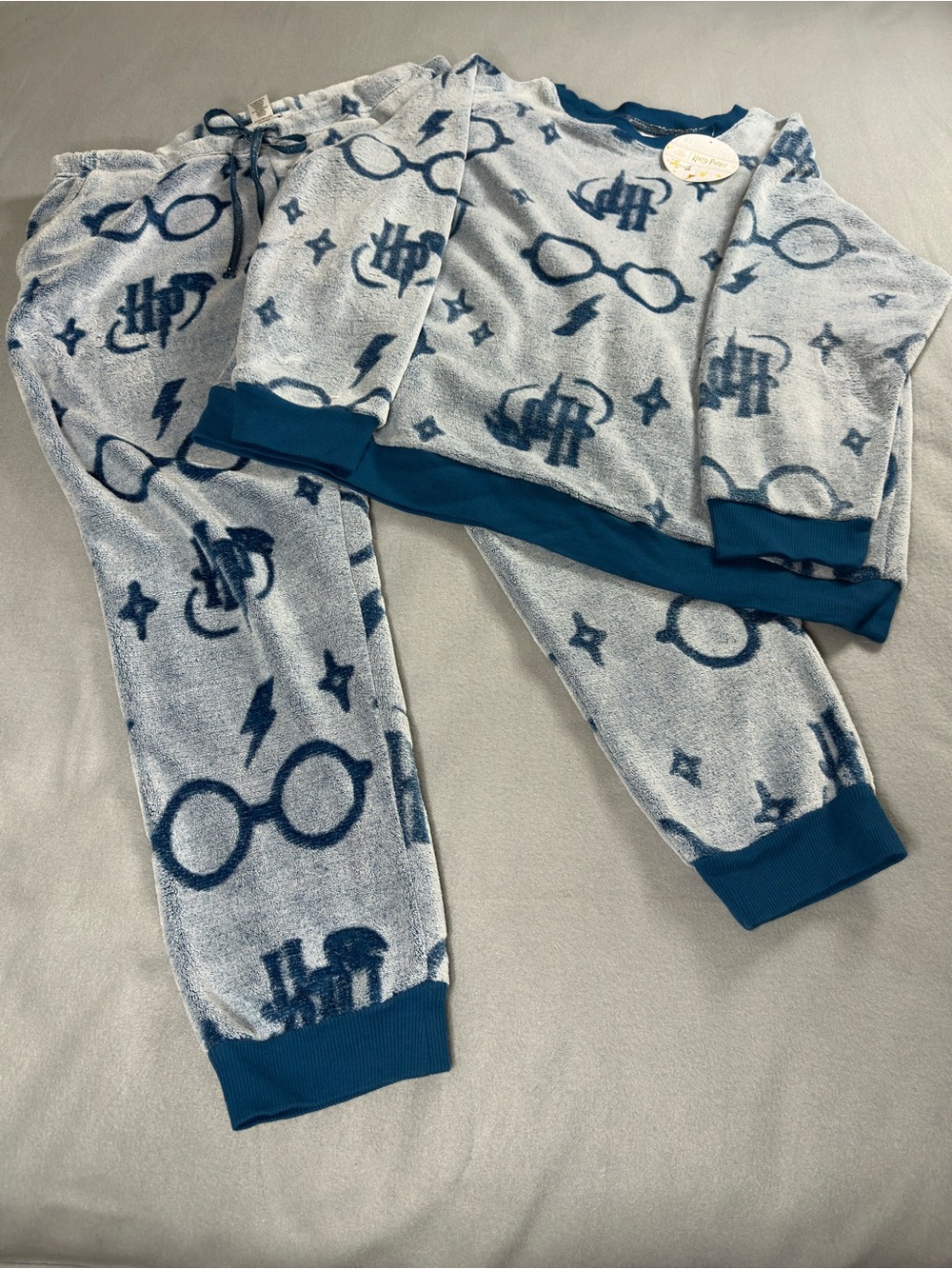 NWT Wizarding World Harry Potter Fuzzy Cozy Sleepwear Set Top & Pants SzXXL Gray